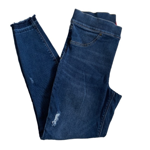 SPANX / DISTRESSED ANKLE SKINNY JEANS / SZ M / MEDIUM WASH / #20203R - Picture 3 of 10